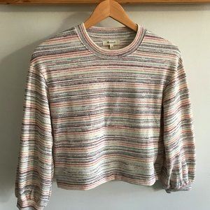 Bubble-Sleeve Crop Top in Rainbow Stripe